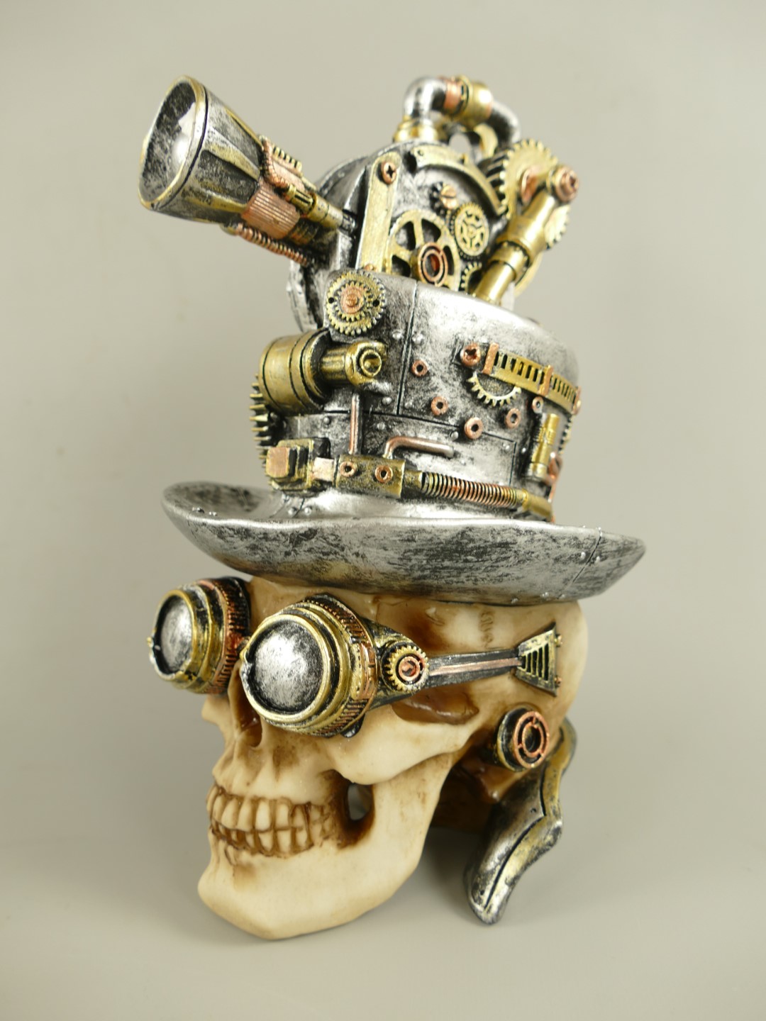 Figur Polystein Steampunk Totenkopf farbig H.23cm