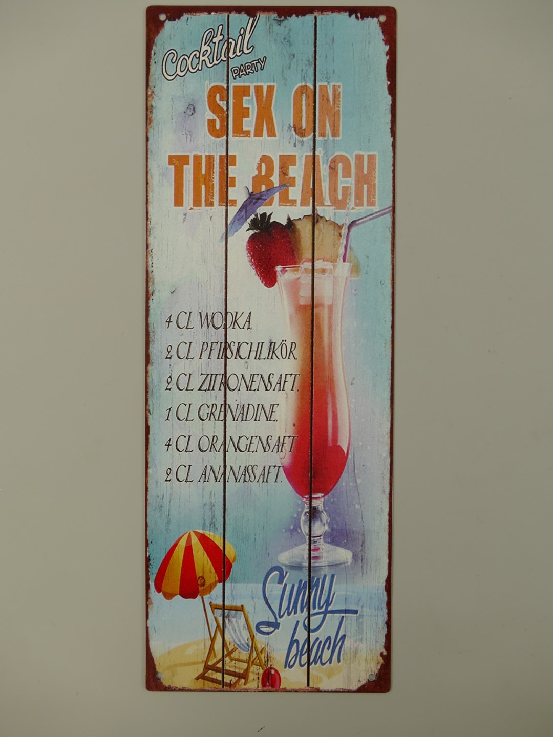 Wandschild Sex on the Beach H.36x13cm