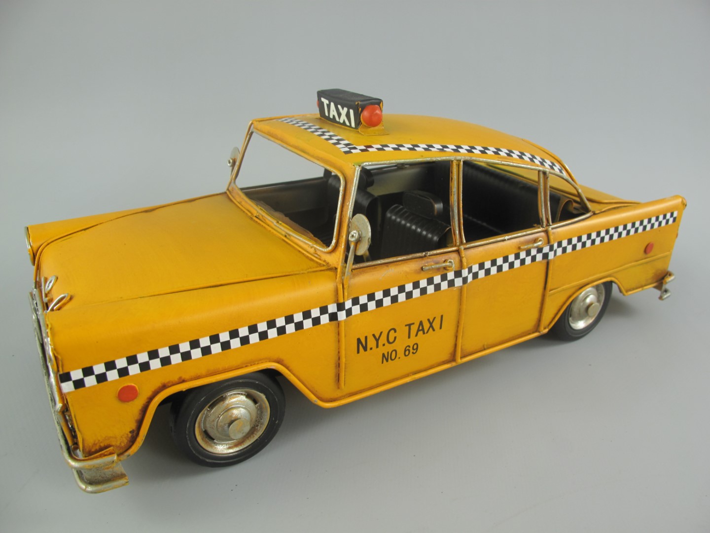 Auto TAXI Antik Eisen gelb L.32x13x13cm