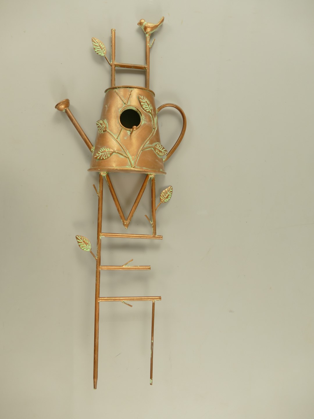 Vogelhaus Gießkanne Ständer Kupfer farbig H.74cm