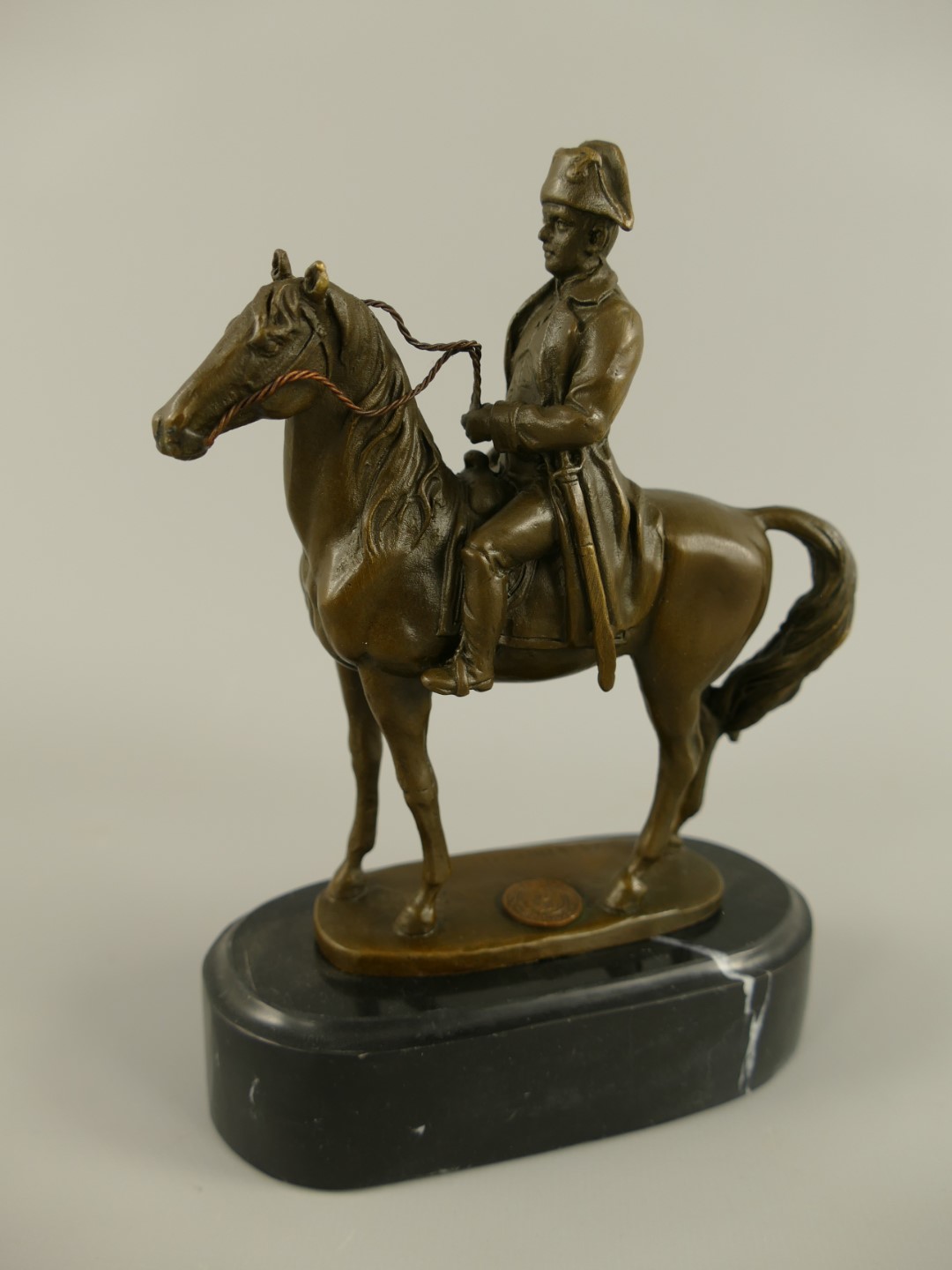 Figur Napoleon auf Pferd Bronze H.19x13cm