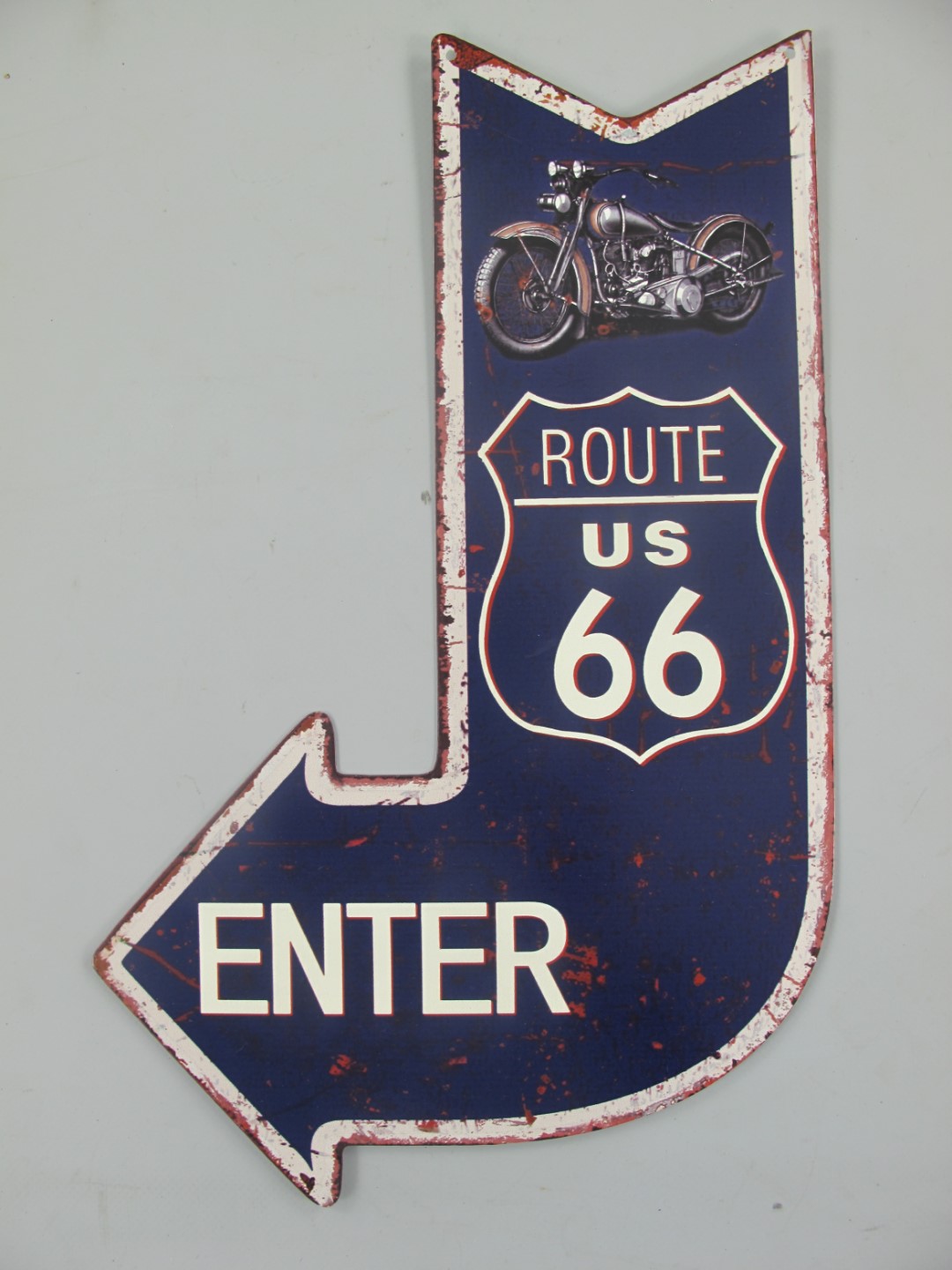 Wandschild Eisen Route*66 Enter H.40x25cm